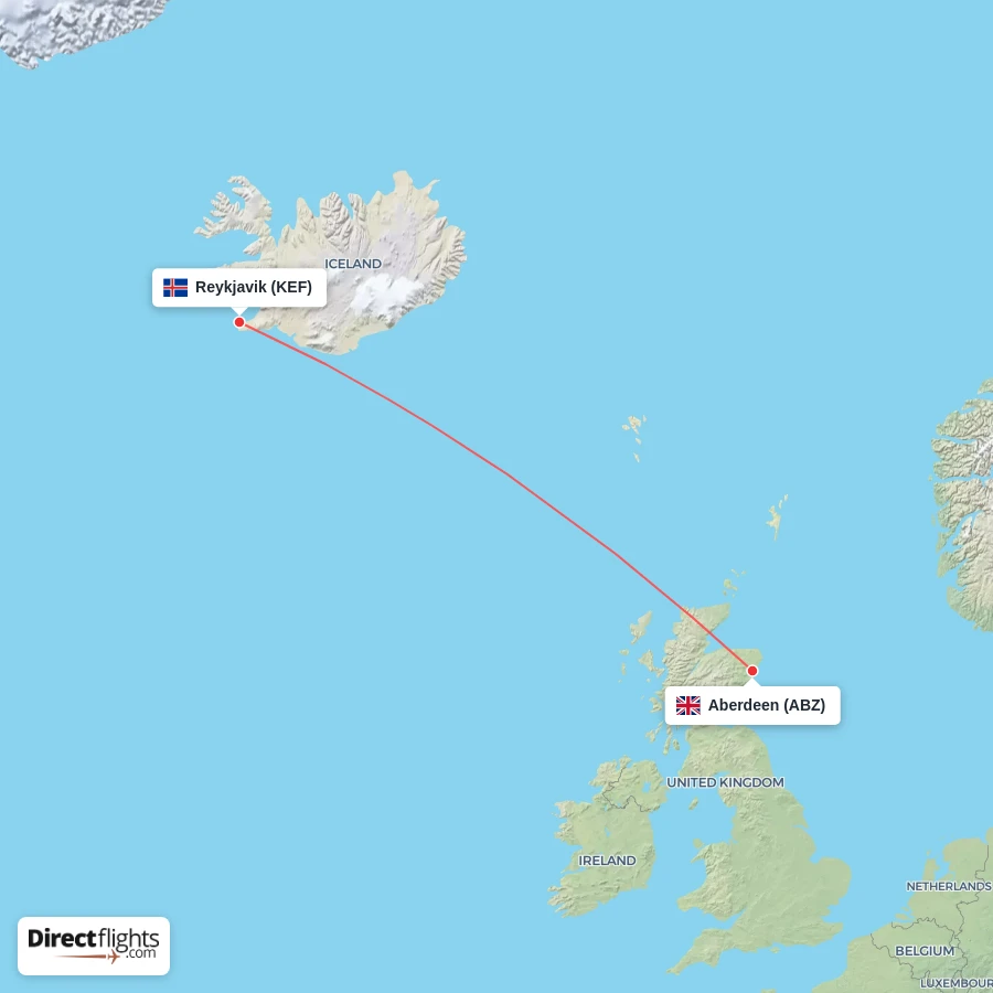 KEF - ABZ route map