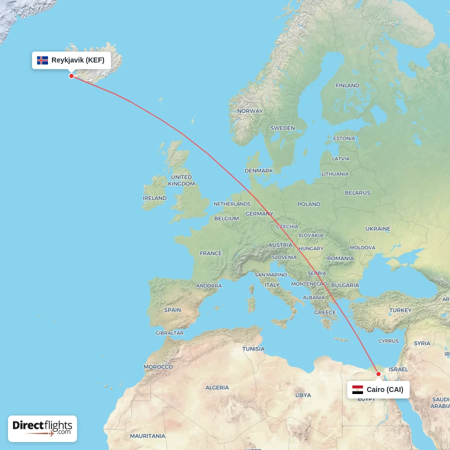 KEF - CAI route map