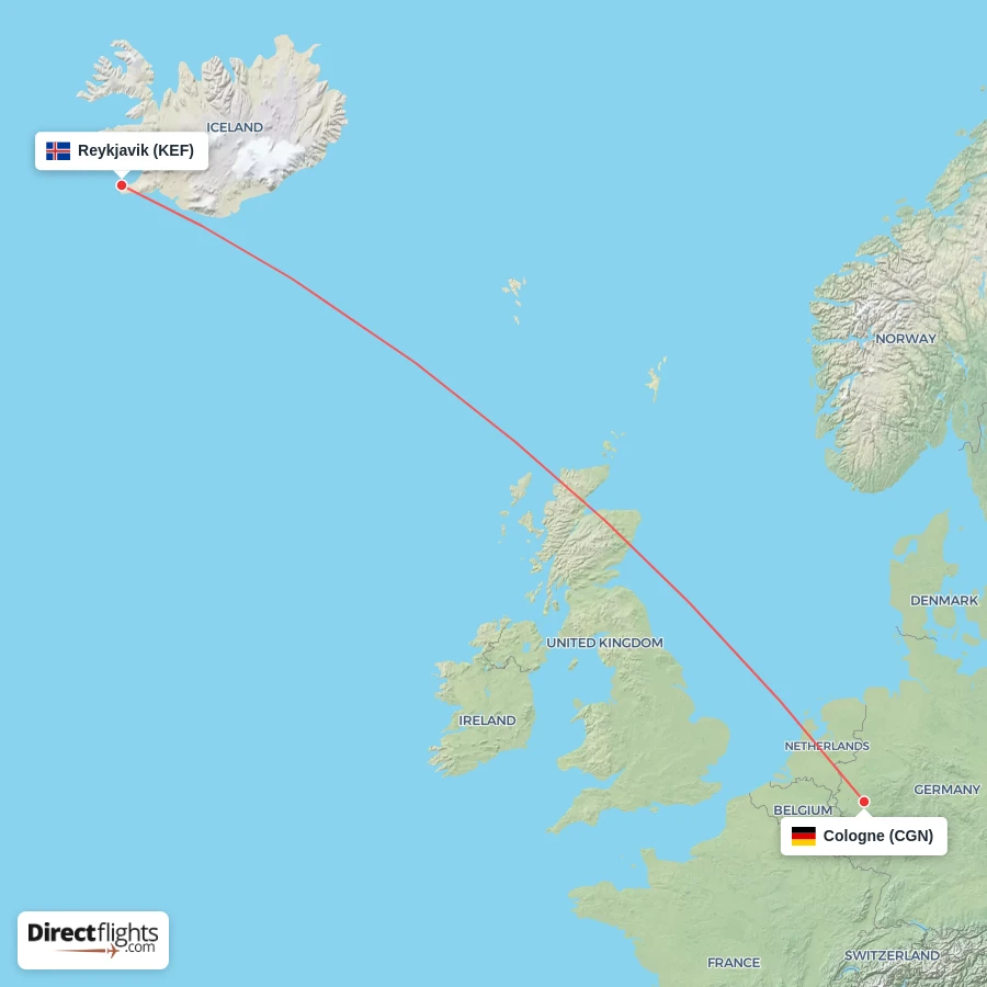KEF - CGN route map