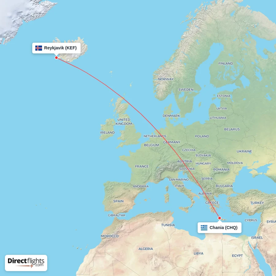 KEF - CHQ route map