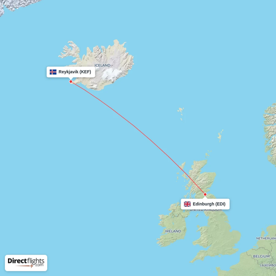 KEF - EDI route map