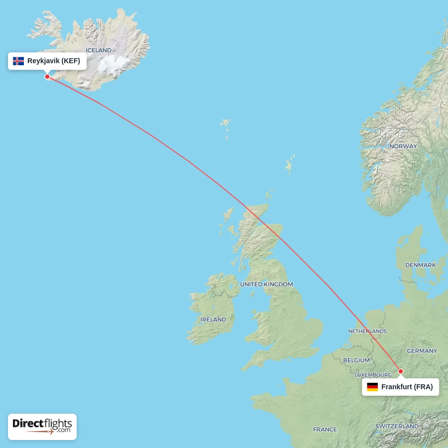 KEF - FRA route map