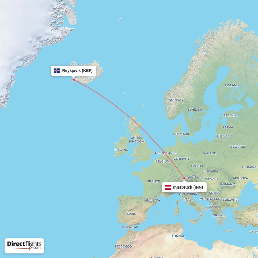 KEF - INN route map