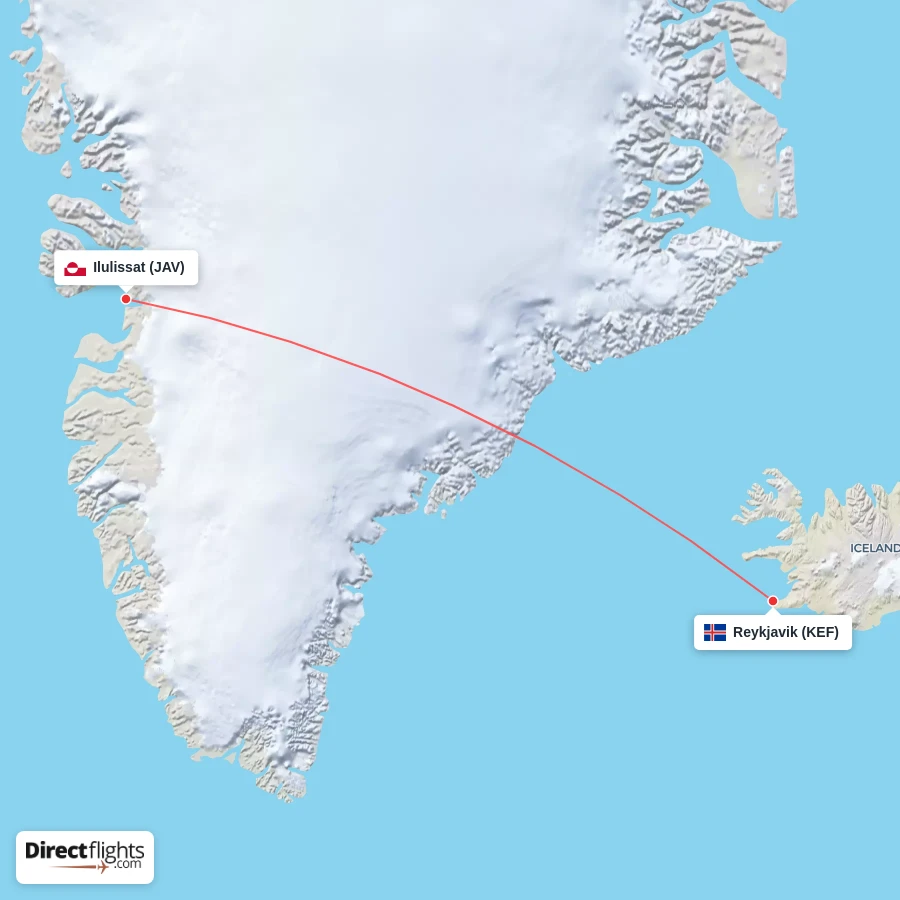 KEF - JAV route map