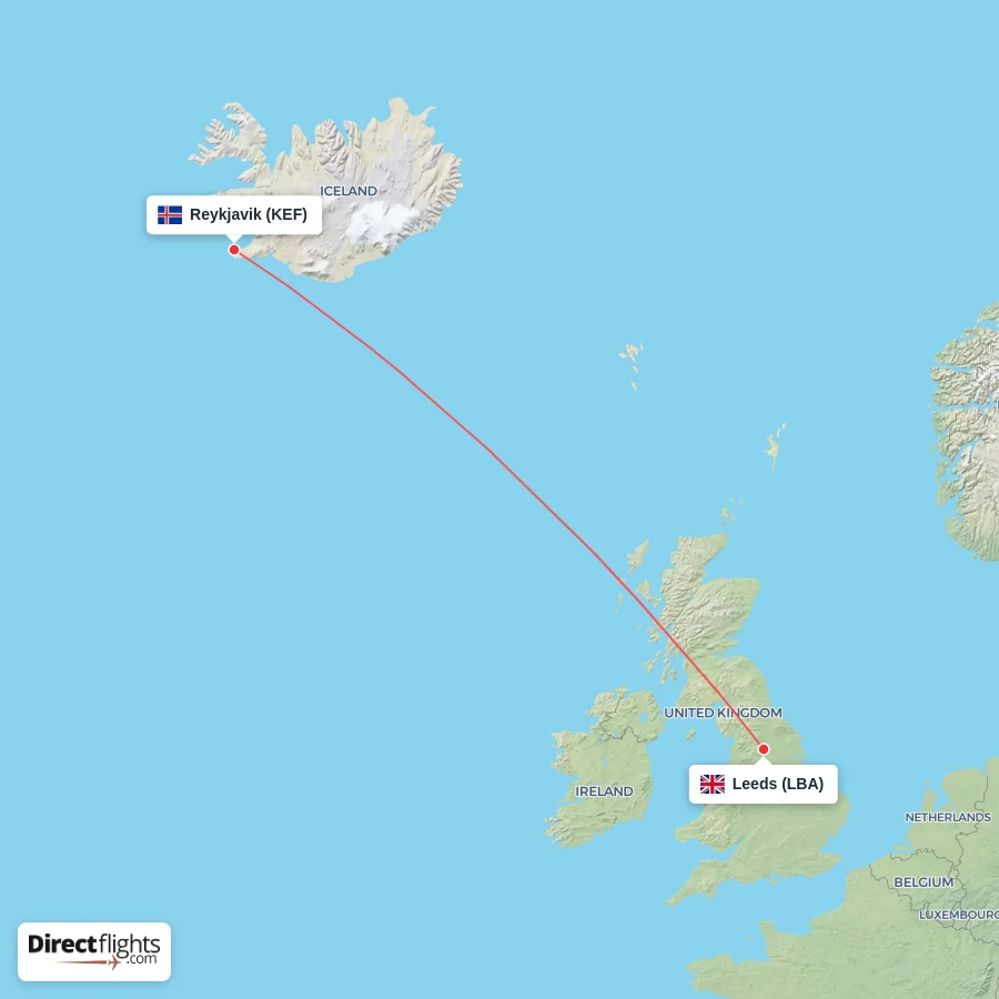KEF - LBA route map