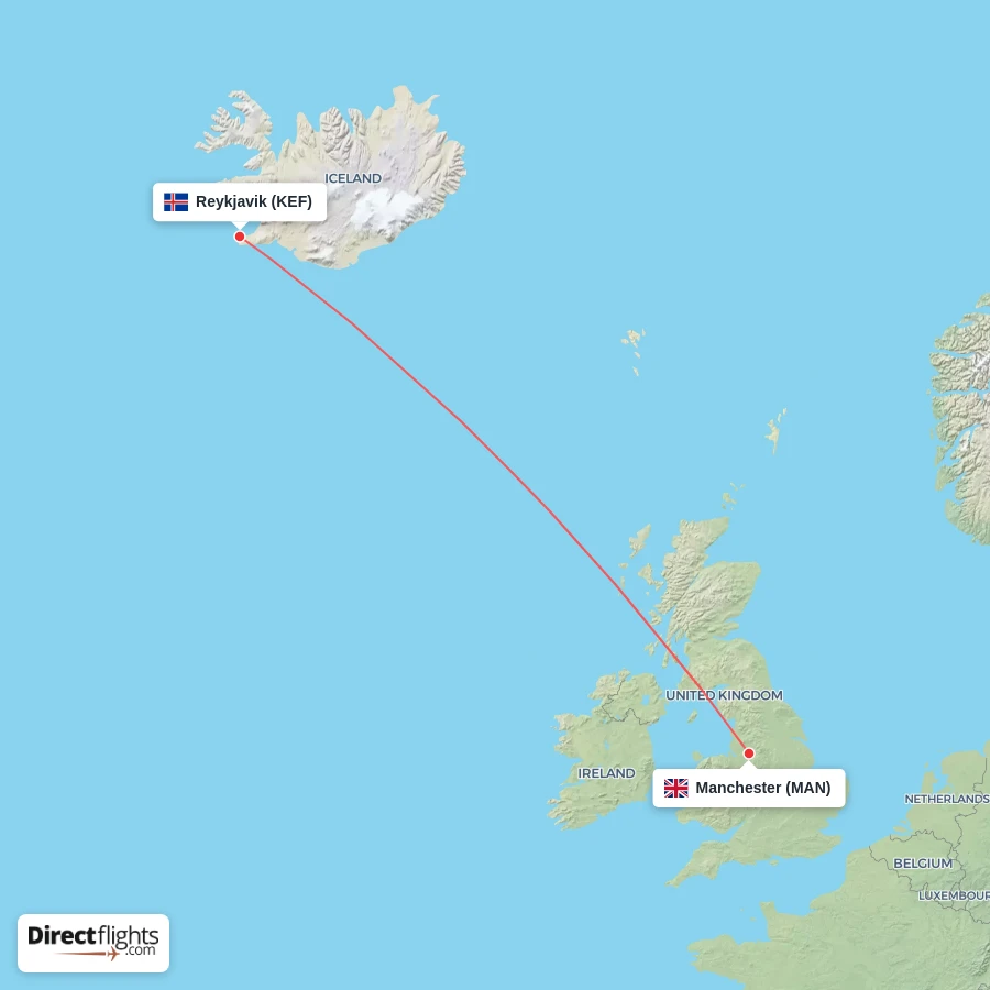 KEF - MAN route map
