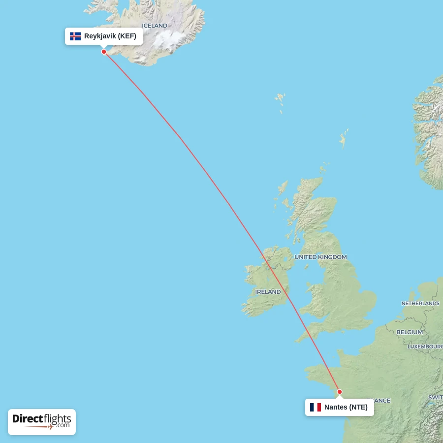 KEF - NTE route map