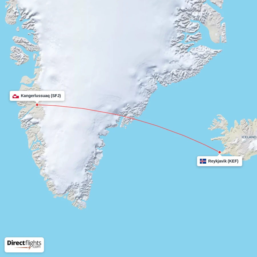 KEF - SFJ route map