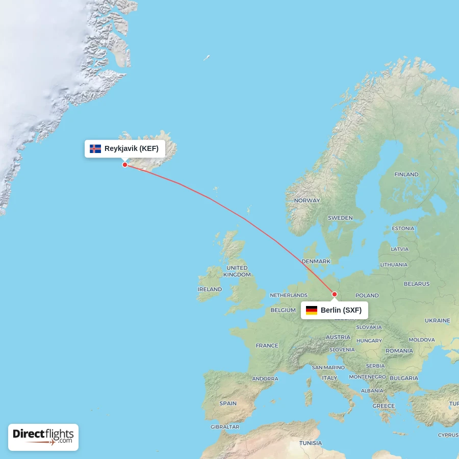 KEF - SXF route map