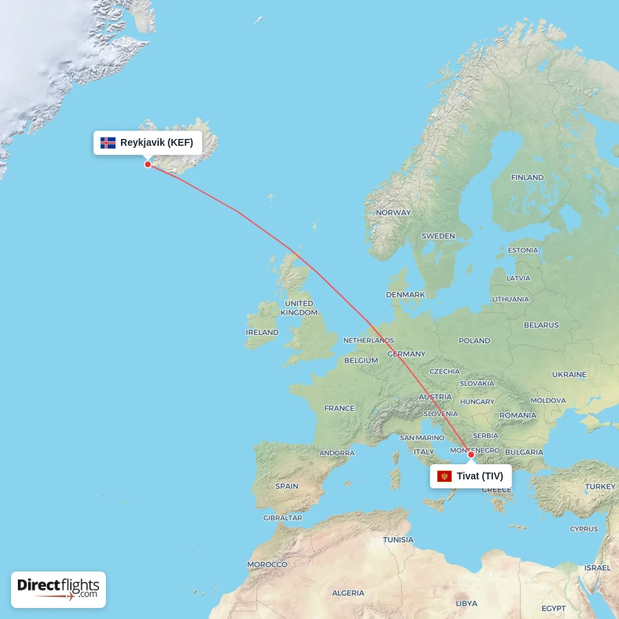 KEF - TIV route map