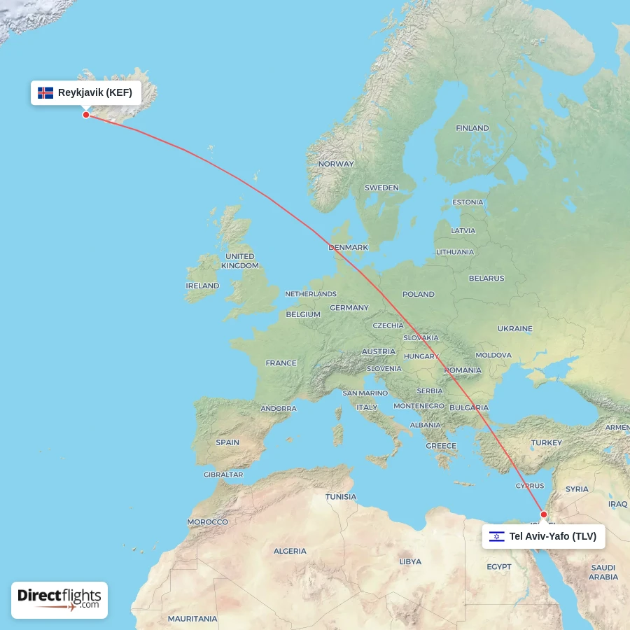 KEF - TLV route map