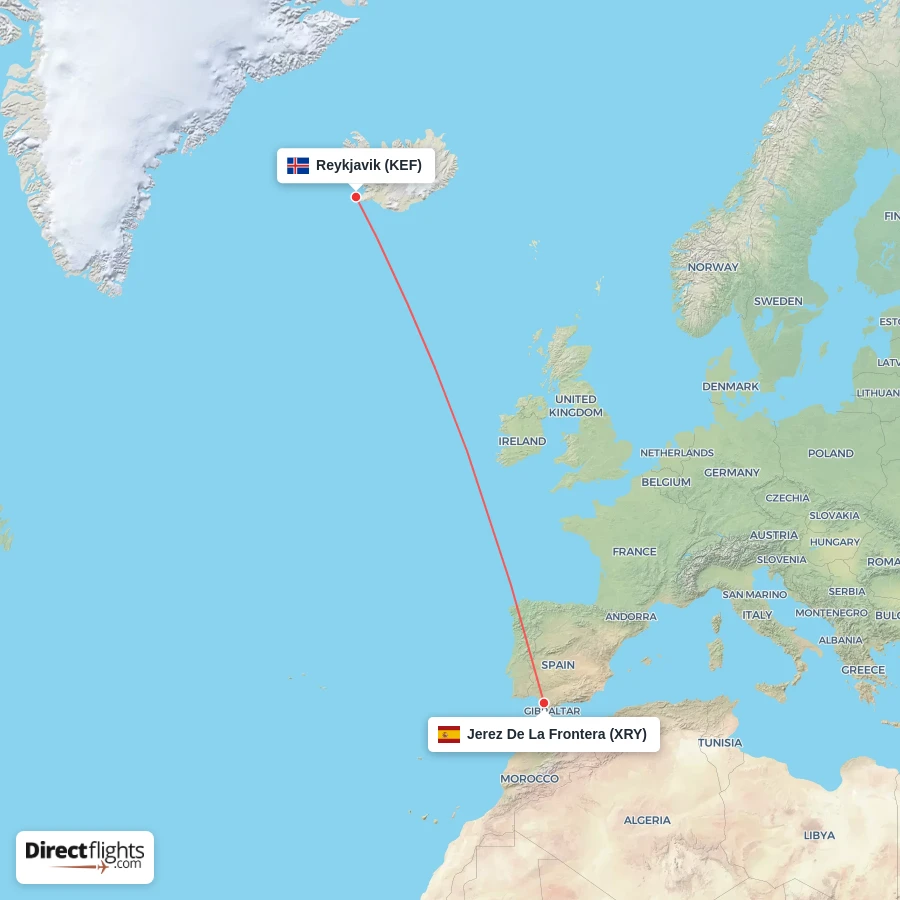 KEF - XRY route map
