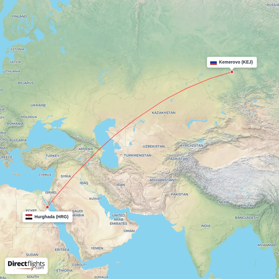 KEJ - HRG route map
