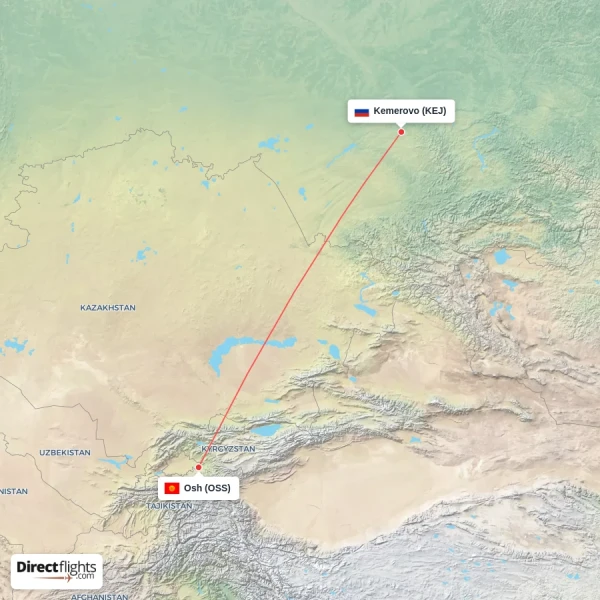 Kemerovo - Osh direct flight map