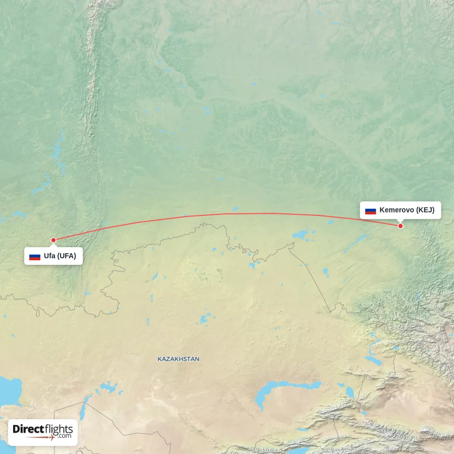 KEJ - UFA route map