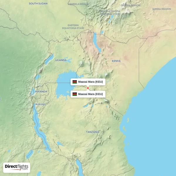 Maasai Mara - Maasai Mara direct flight map