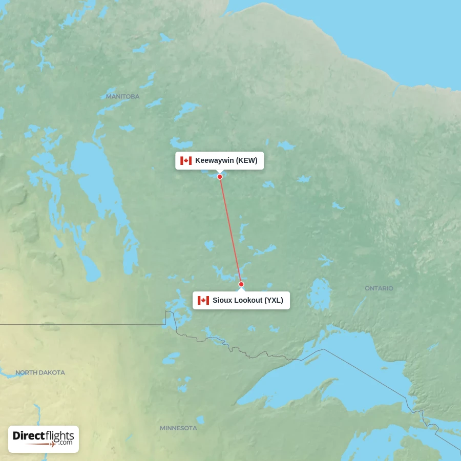 KEW - YXL route map