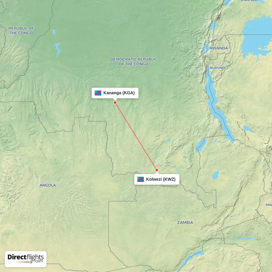 KGA - KWZ route map
