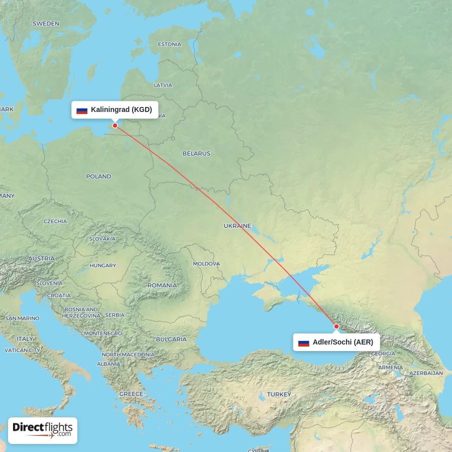 KGD - AER route map