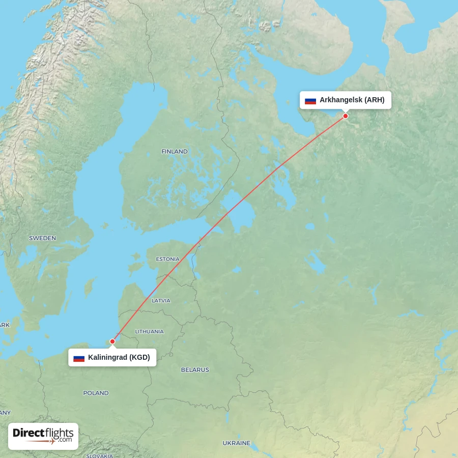 KGD - ARH route map