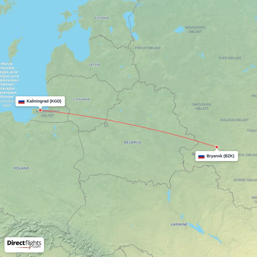 KGD - BZK route map