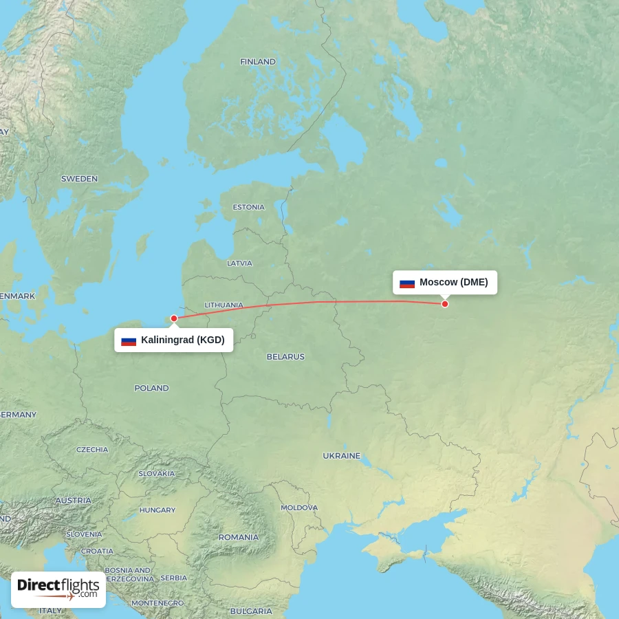 KGD - DME route map