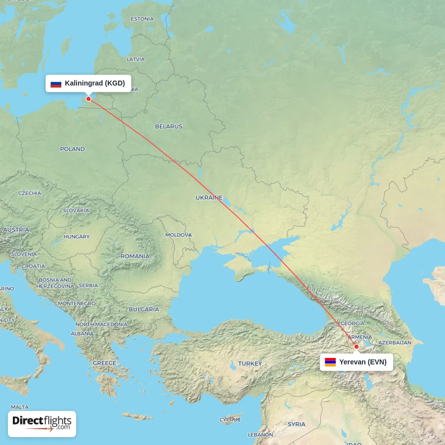 KGD - EVN route map