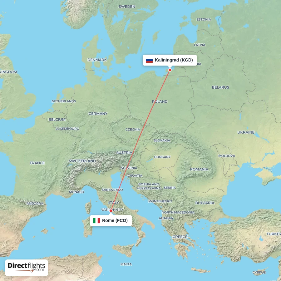 KGD - FCO route map