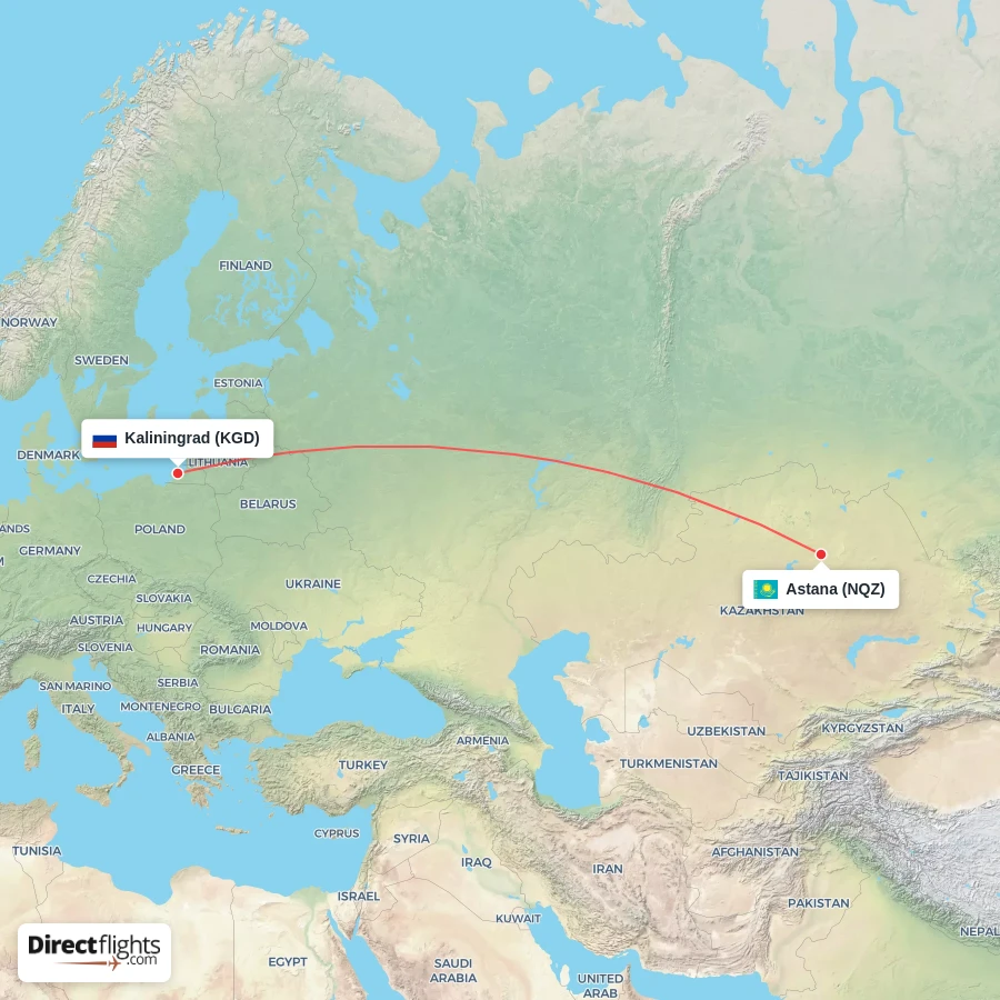 KGD - NQZ route map