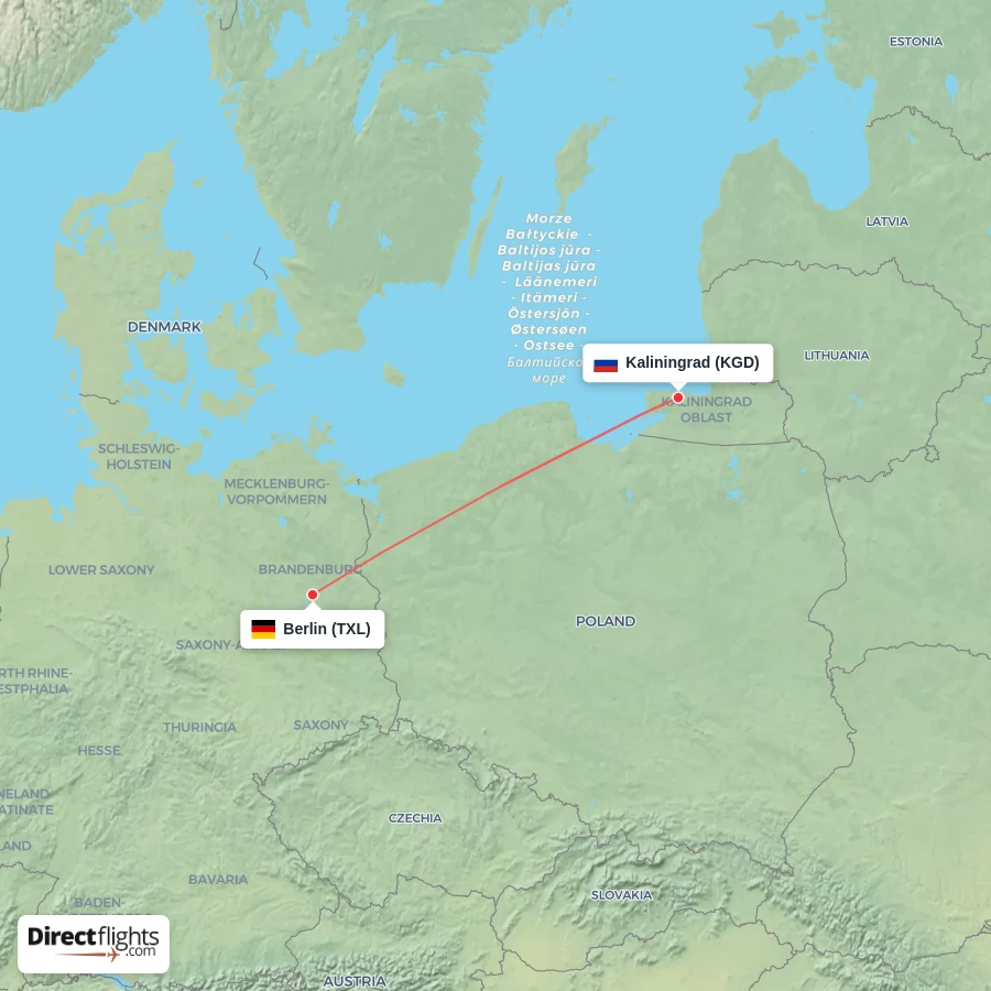 KGD - TXL route map