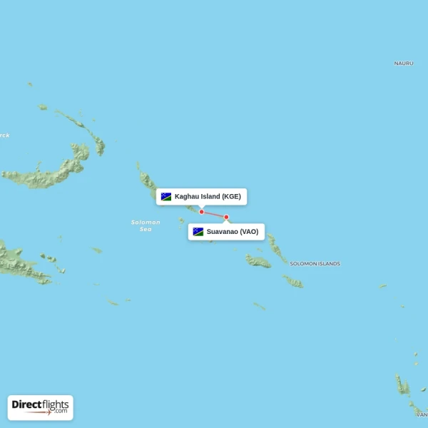 Kaghau Island - Suavanao direct flight map