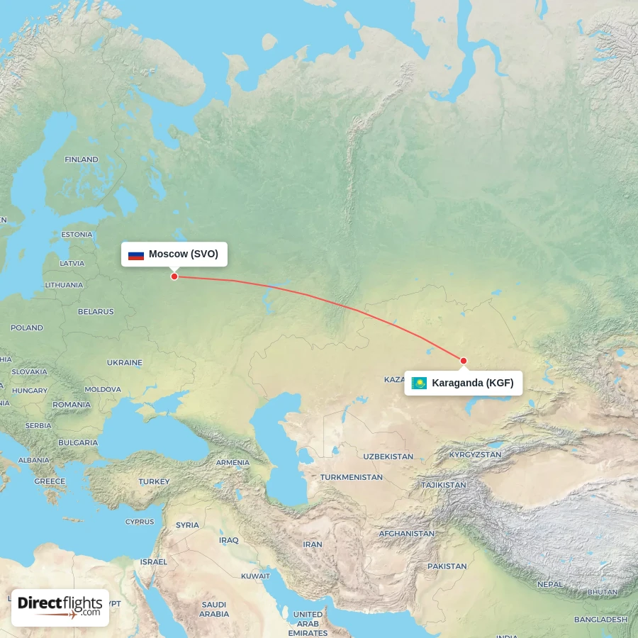 KGF - SVO route map
