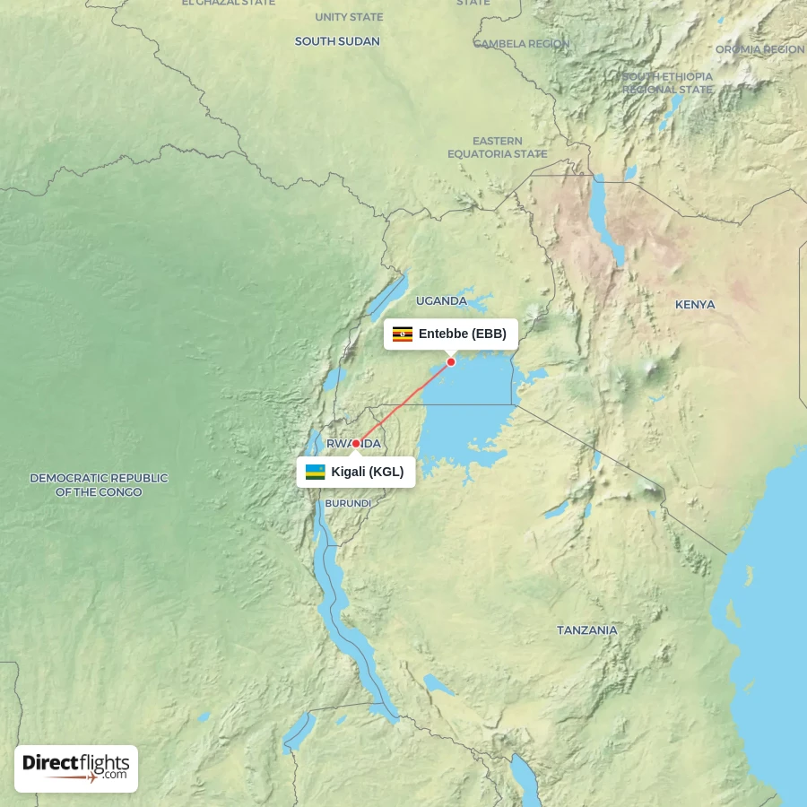 KGL - EBB route map
