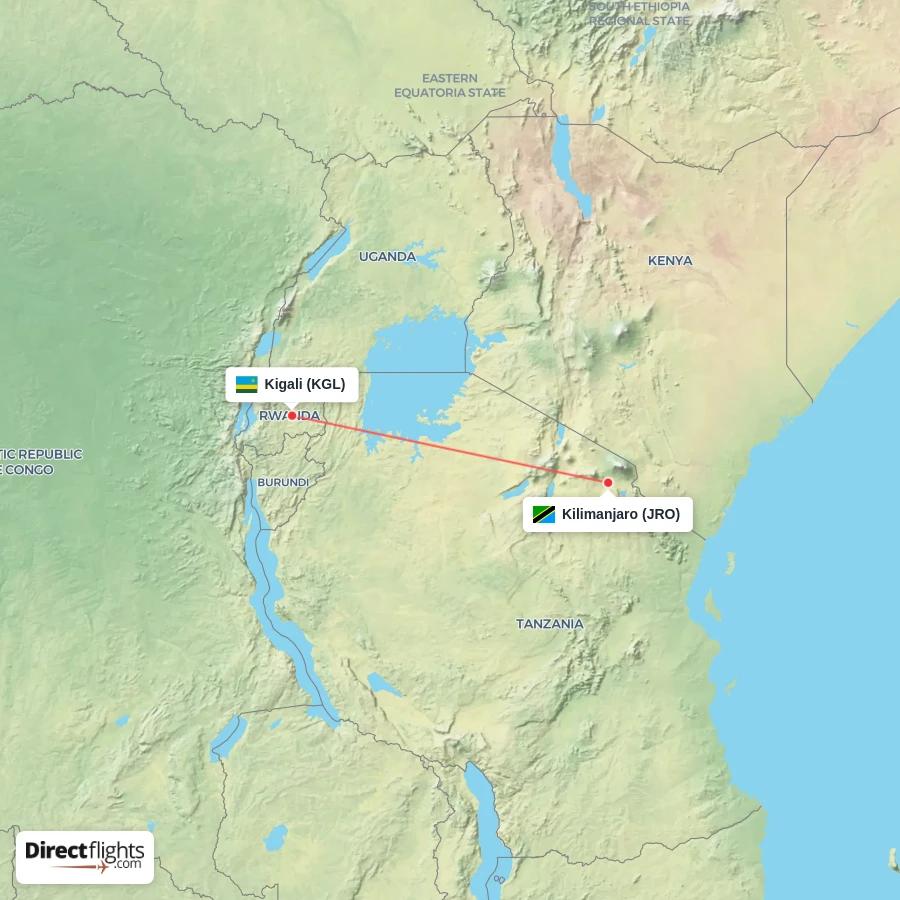 KGL - JRO route map