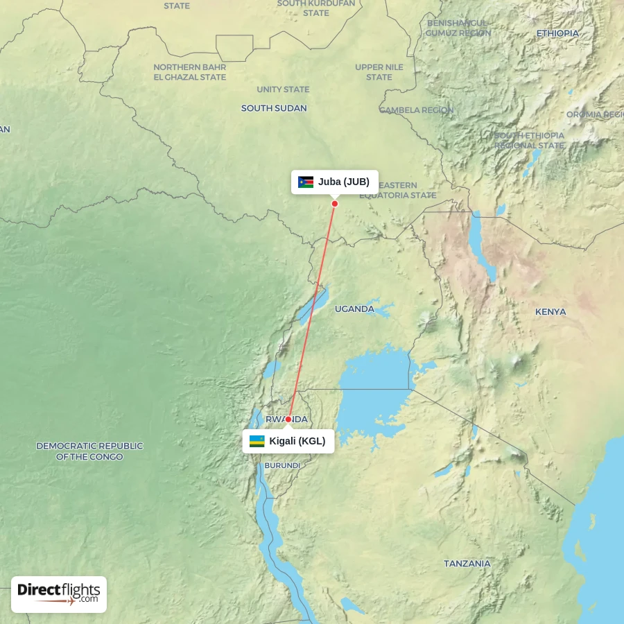 KGL - JUB route map