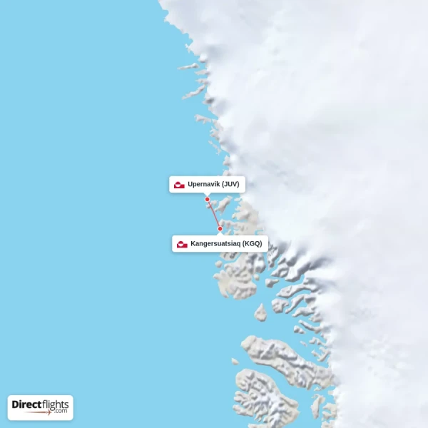 Kangersuatsiaq - Upernavik direct flight map