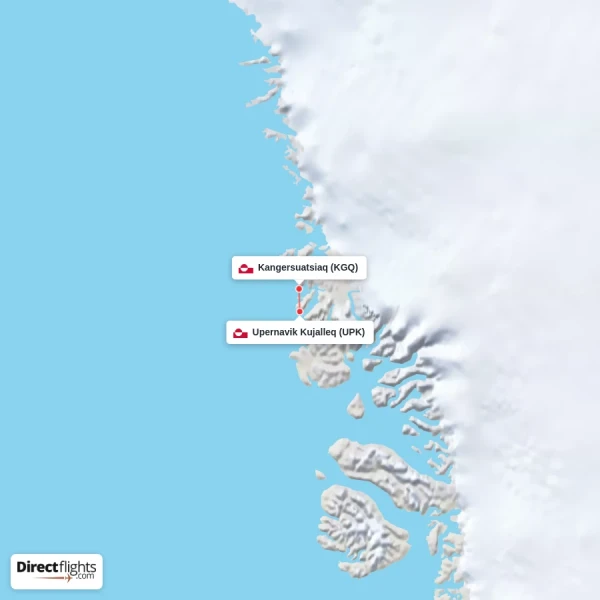 Kangersuatsiaq - Upernavik Kujalleq direct flight map