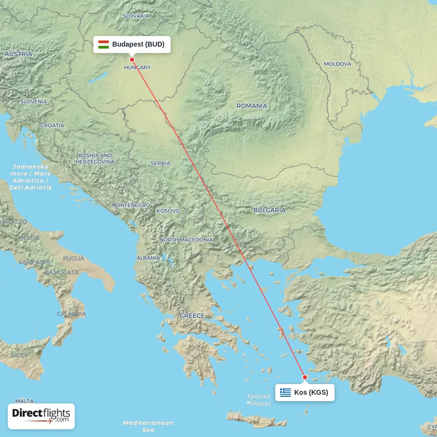 KGS - BUD route map