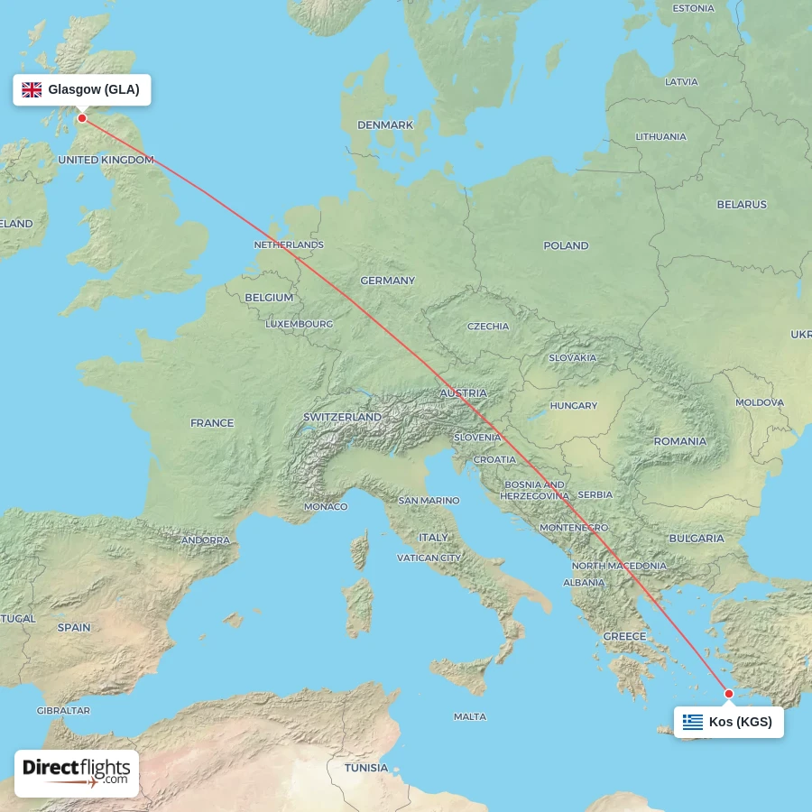 KGS - GLA route map