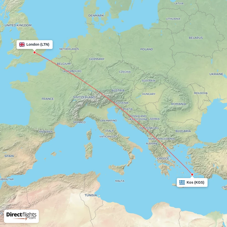 KGS - LTN route map
