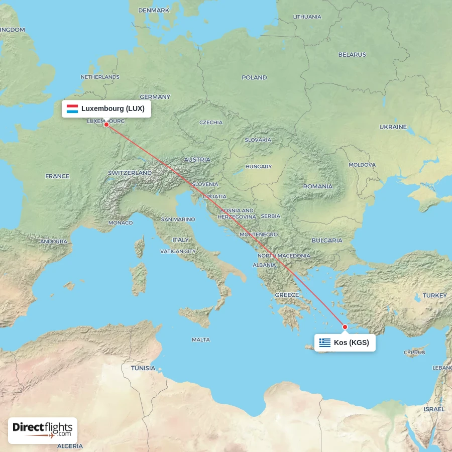 KGS - LUX route map