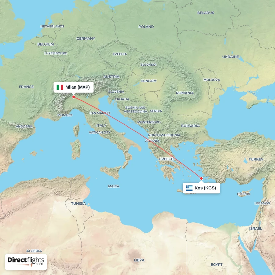 KGS - MXP route map