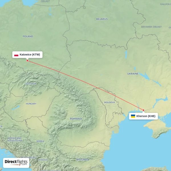 Kherson - Katowice direct flight map