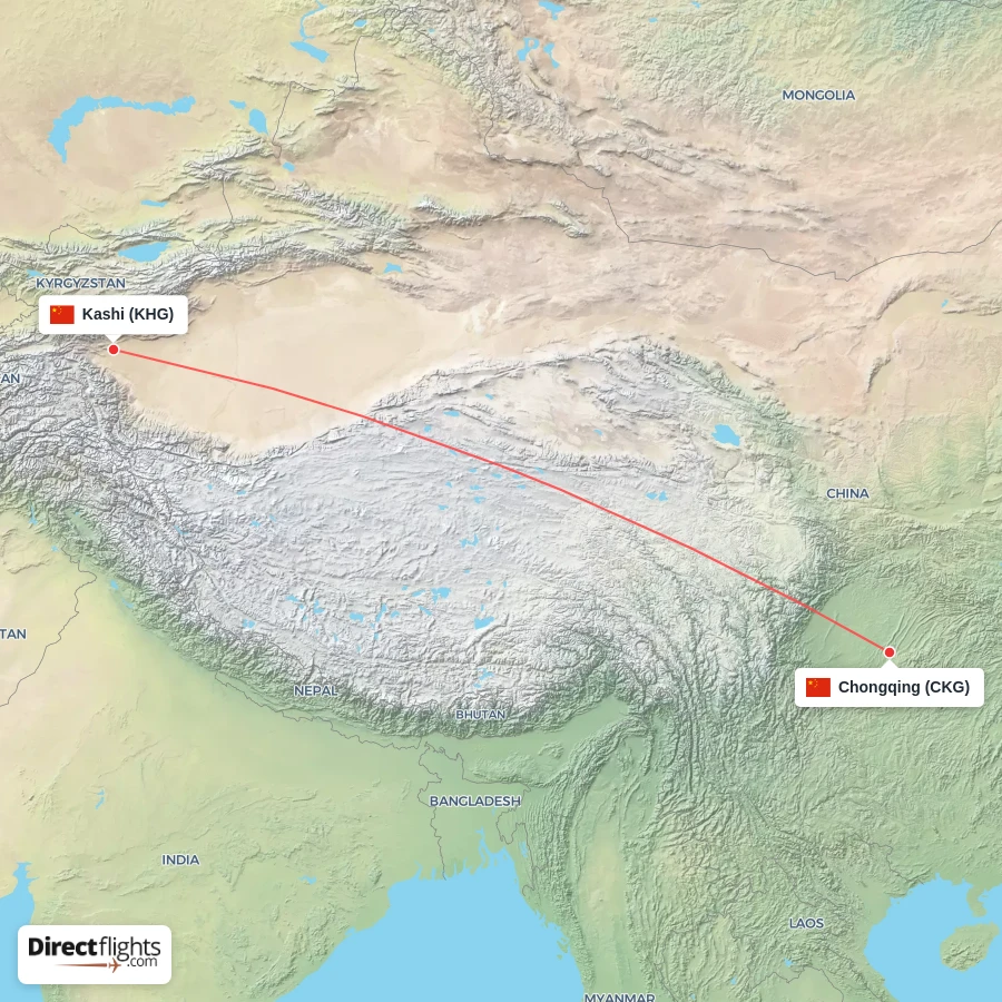 KHG - CKG route map