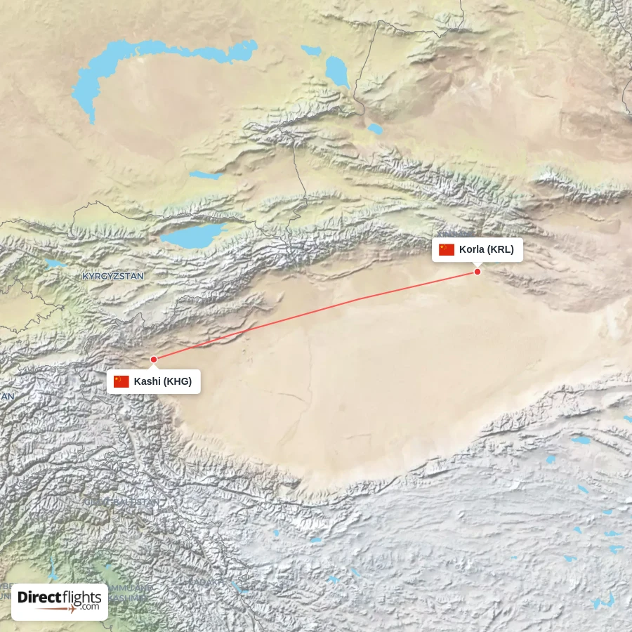 KHG - KRL route map