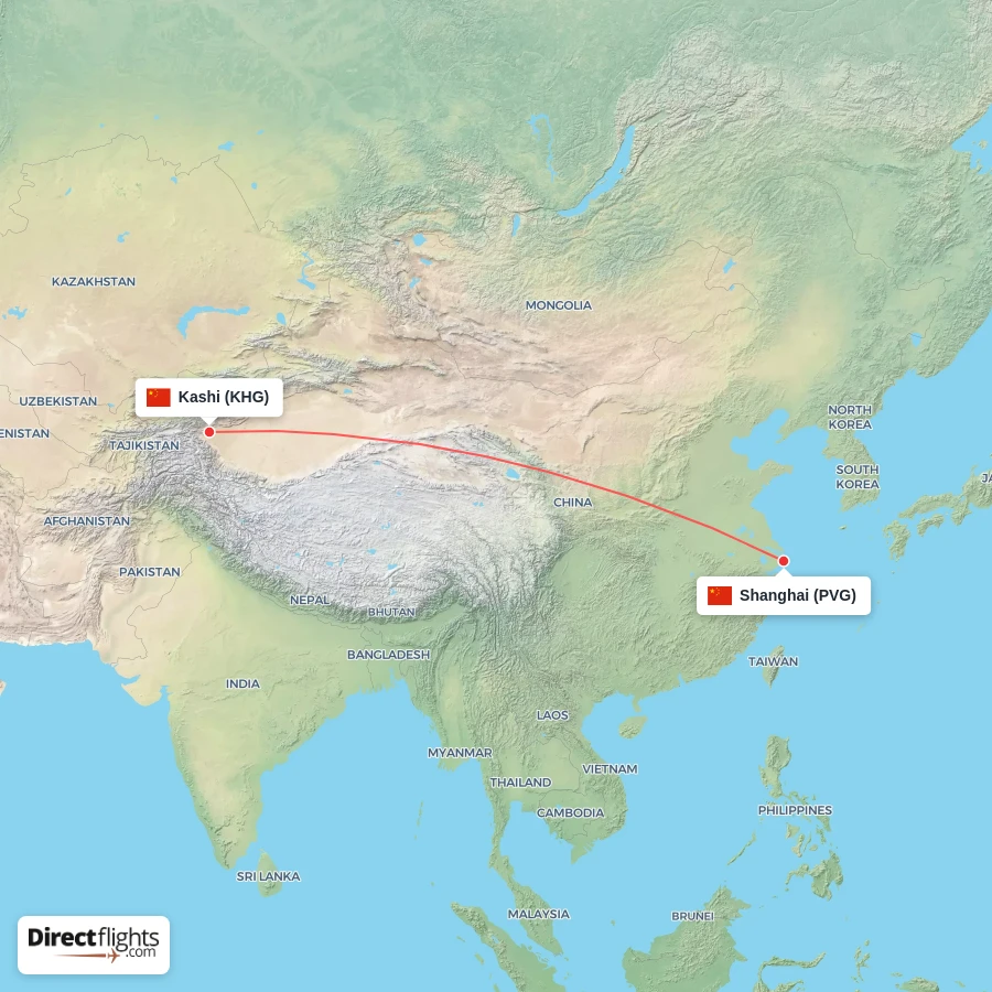 KHG - PVG route map