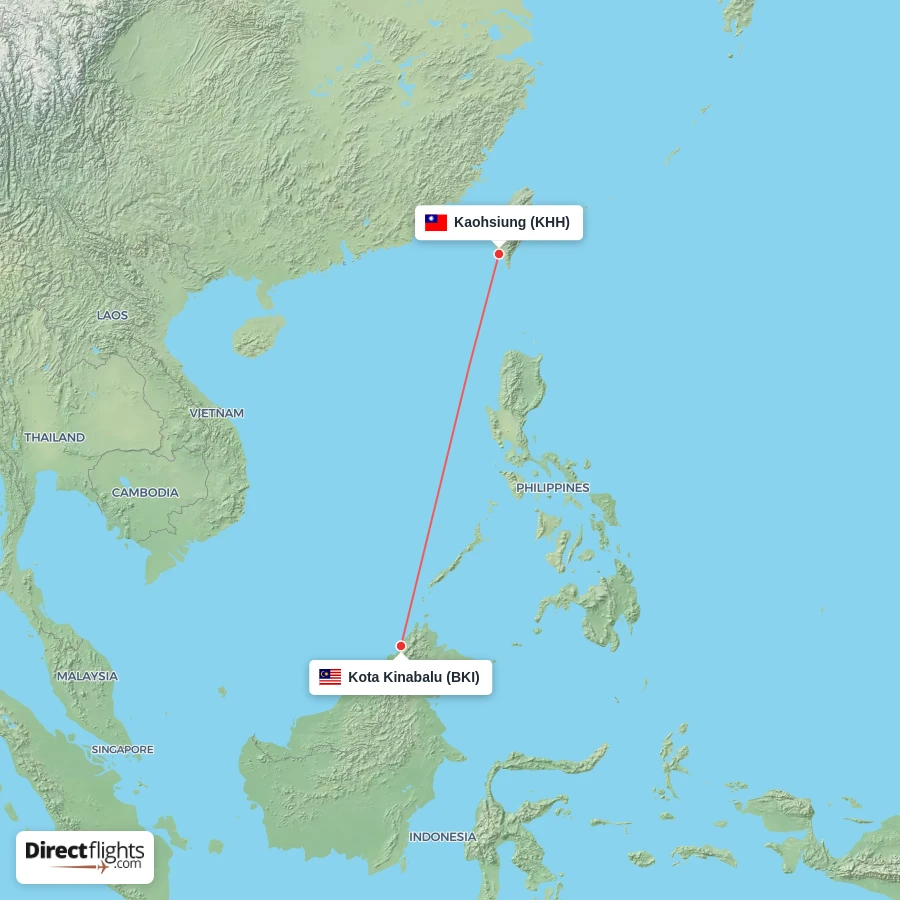 KHH - BKI route map