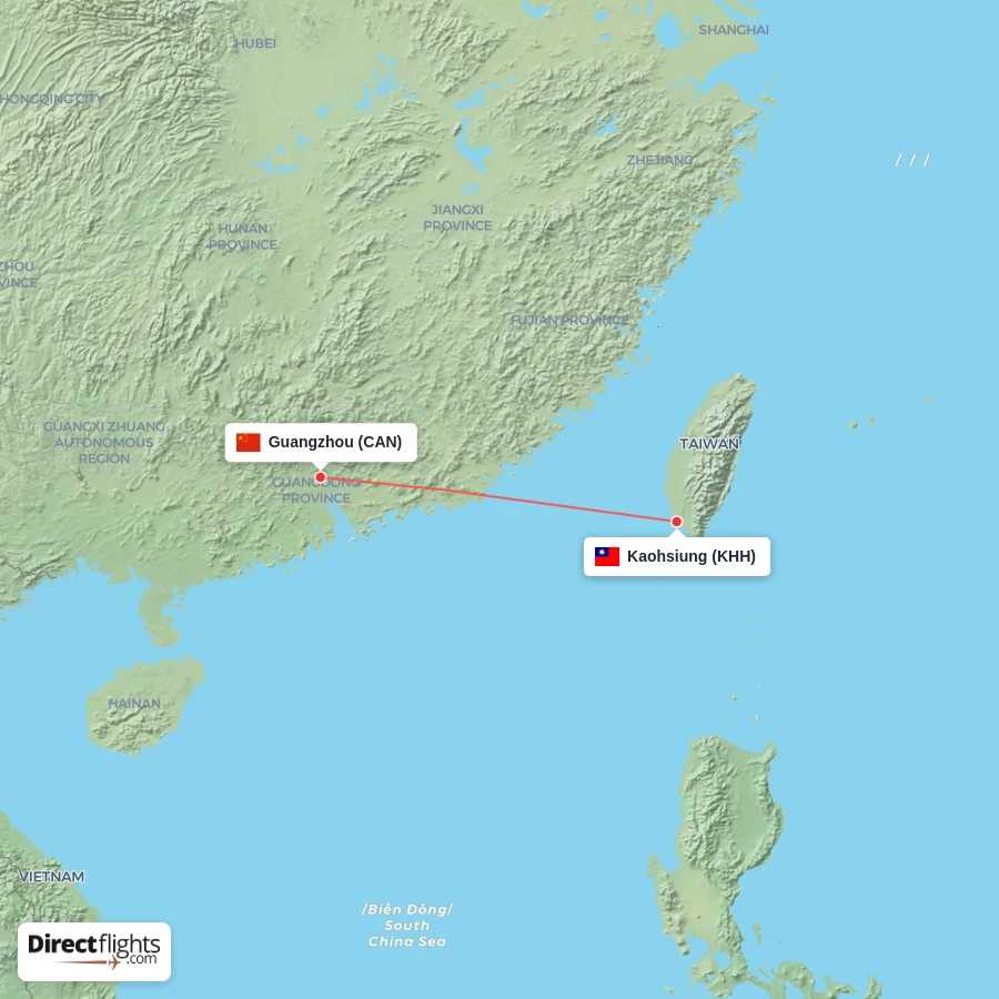 KHH - CAN route map
