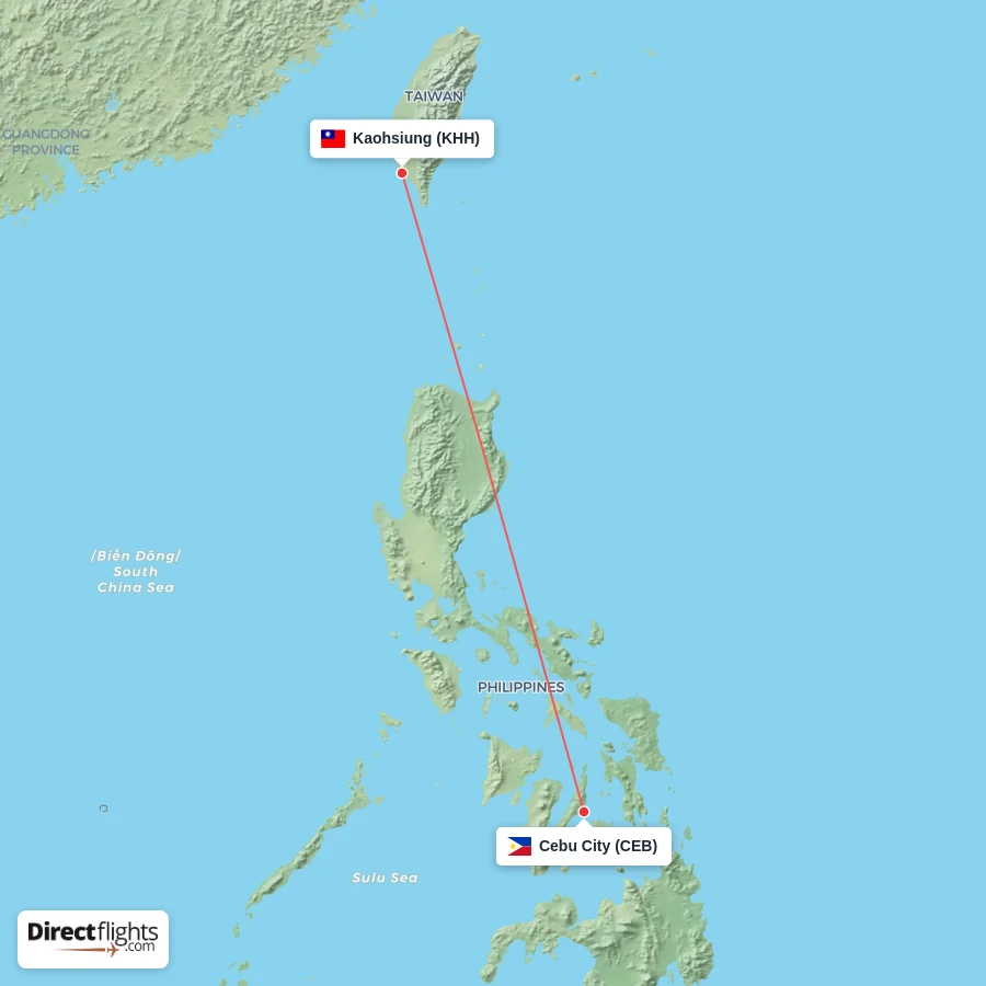 KHH - CEB route map