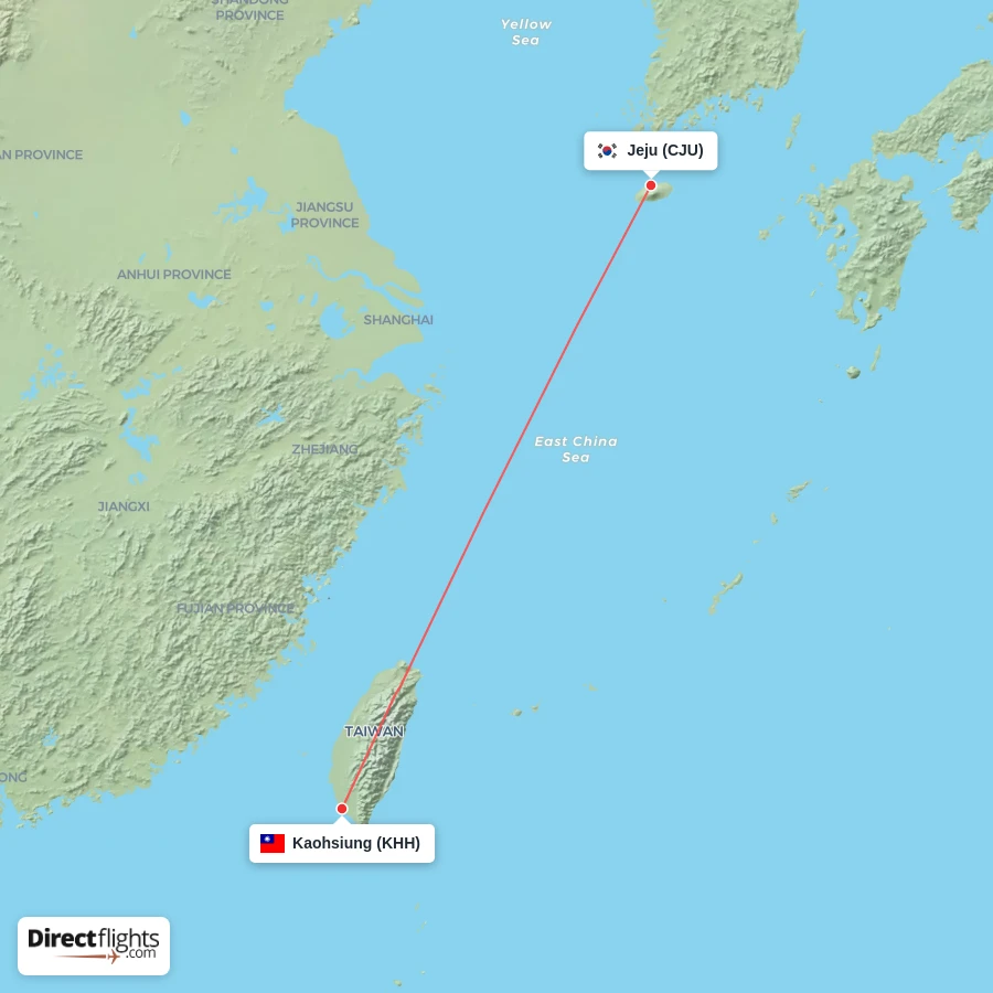 KHH - CJU route map